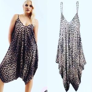 🔥NWT BOUTIQUE HAREM LEOPARD JUMPSUIT ROMPER SIZE: FITS L-XXL